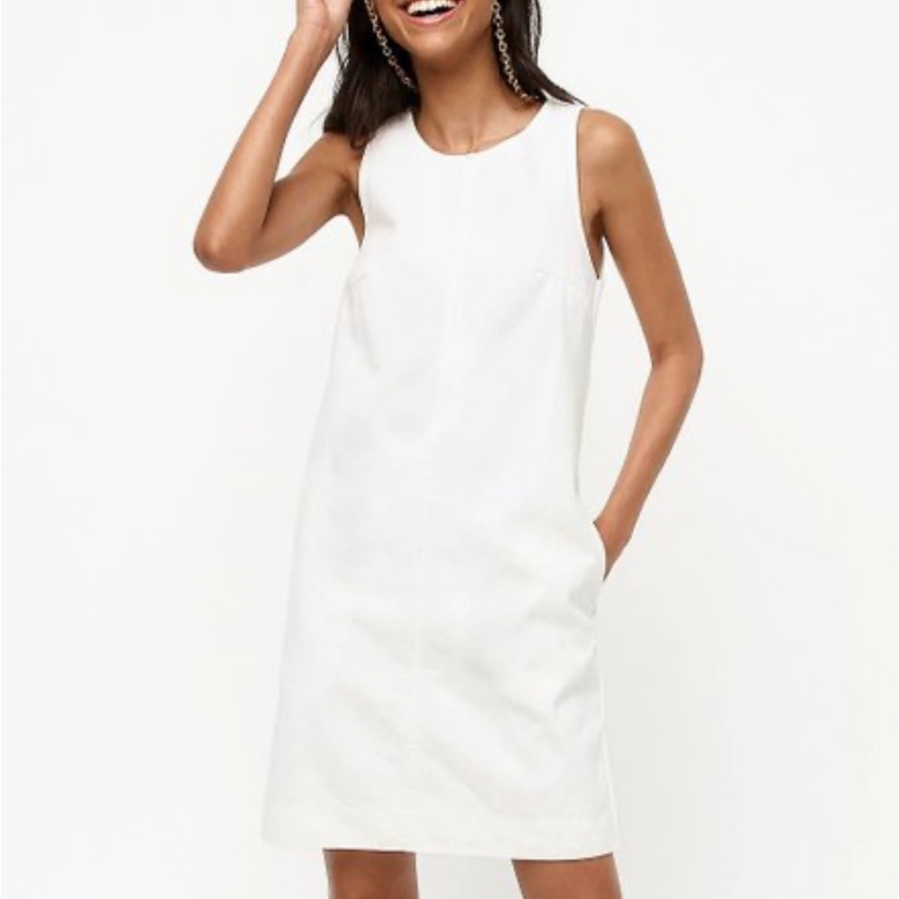 BNWT J. Crew Denim tank top sleeveless shift dress in white Size 00